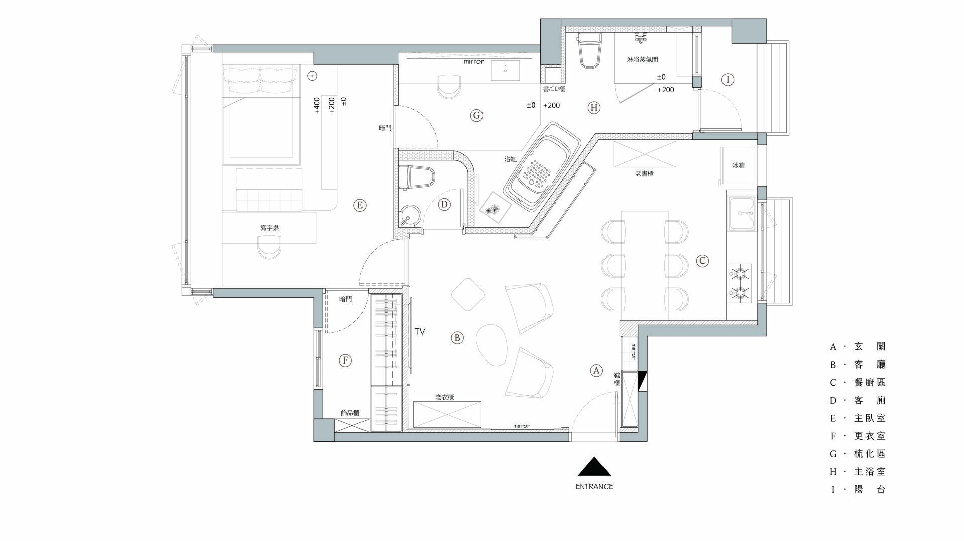 太硯設計住宅作品武生相-3D渲染住宅內用餐區與練習空間之公領域